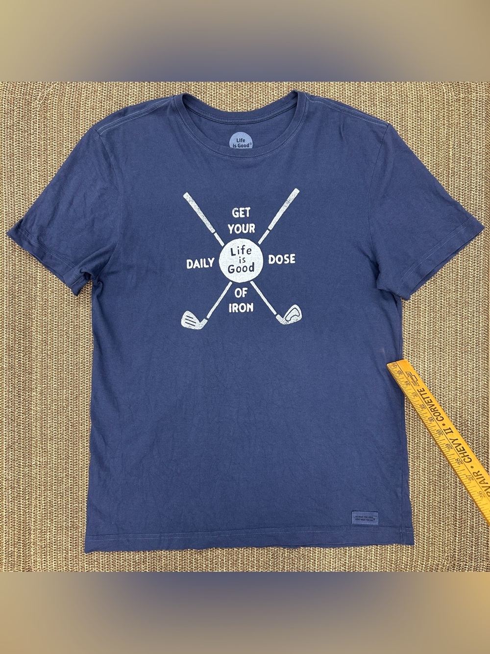 Life is Good Golf Crusher Tee Blue Graphic Shirt M Casual Athleisure School